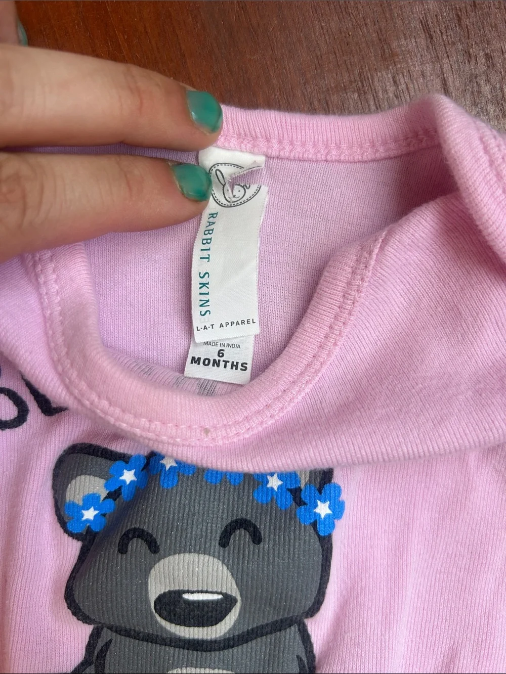 Beary Cute Pink Baby One-Piece Bodysuit 6 months